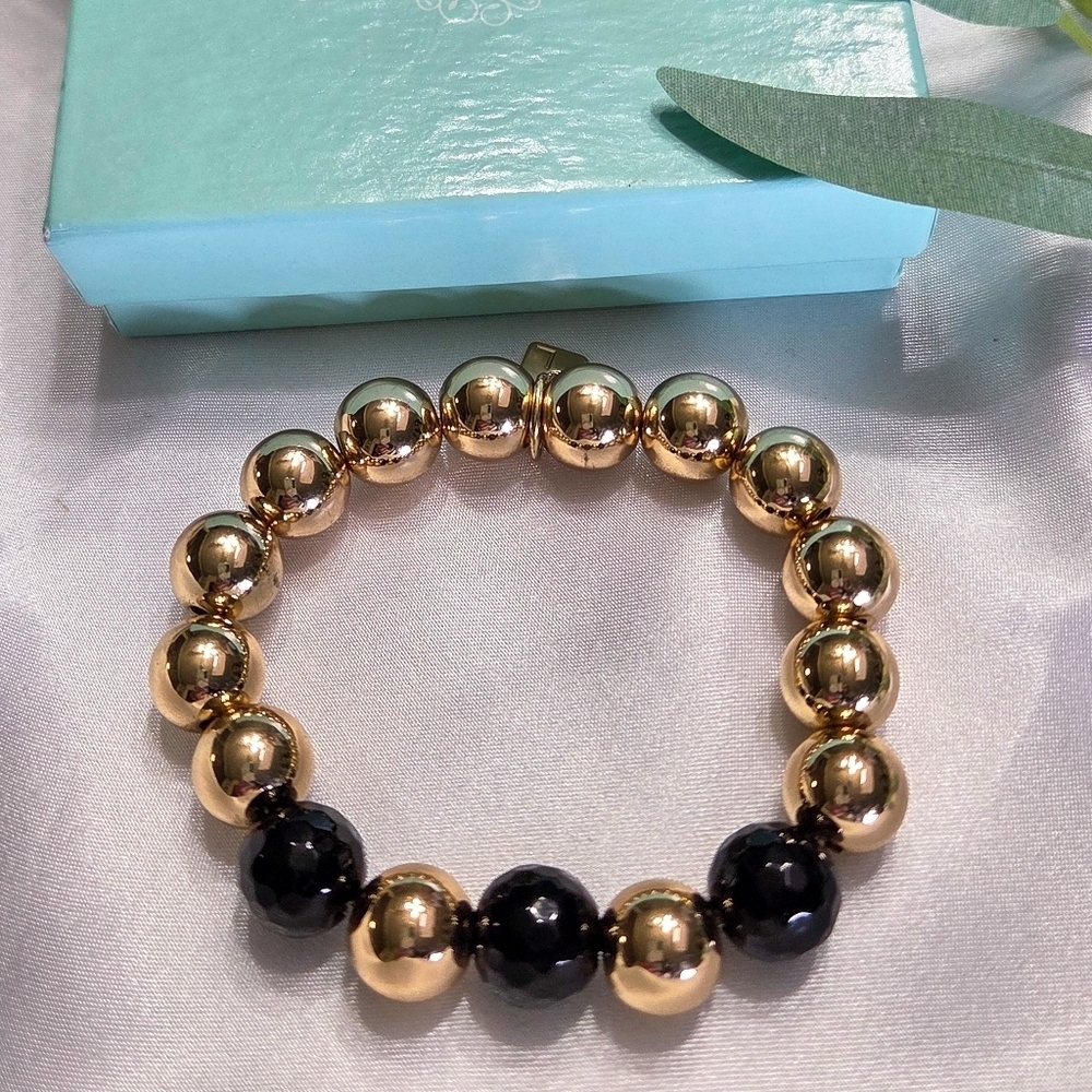 Park Lane Gold and Black Beaded Bracelet